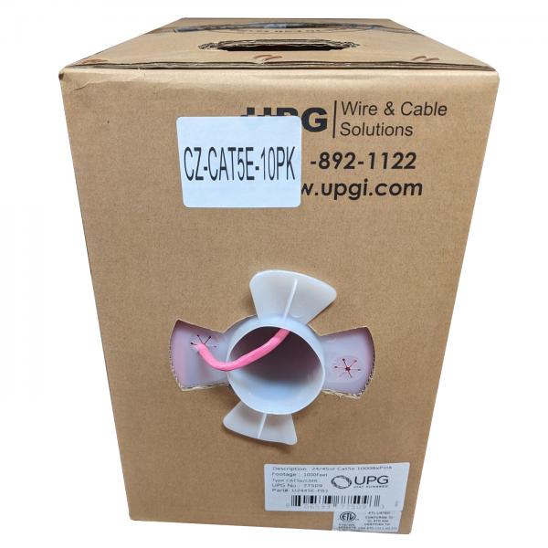 1000ft Solid UTP CAT5e (350MHz) Network Cable - FT4/CMR - UPG - Pink